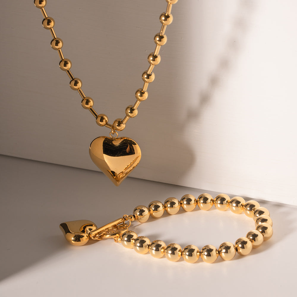Gold Heart Jewelry Set