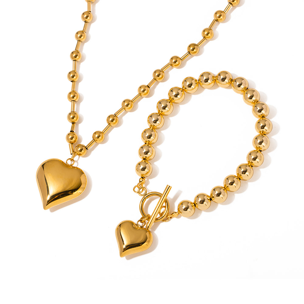 Gold Heart Jewelry Set