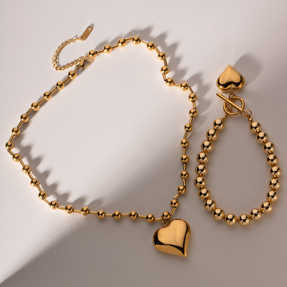 Gold Heart Jewelry Set