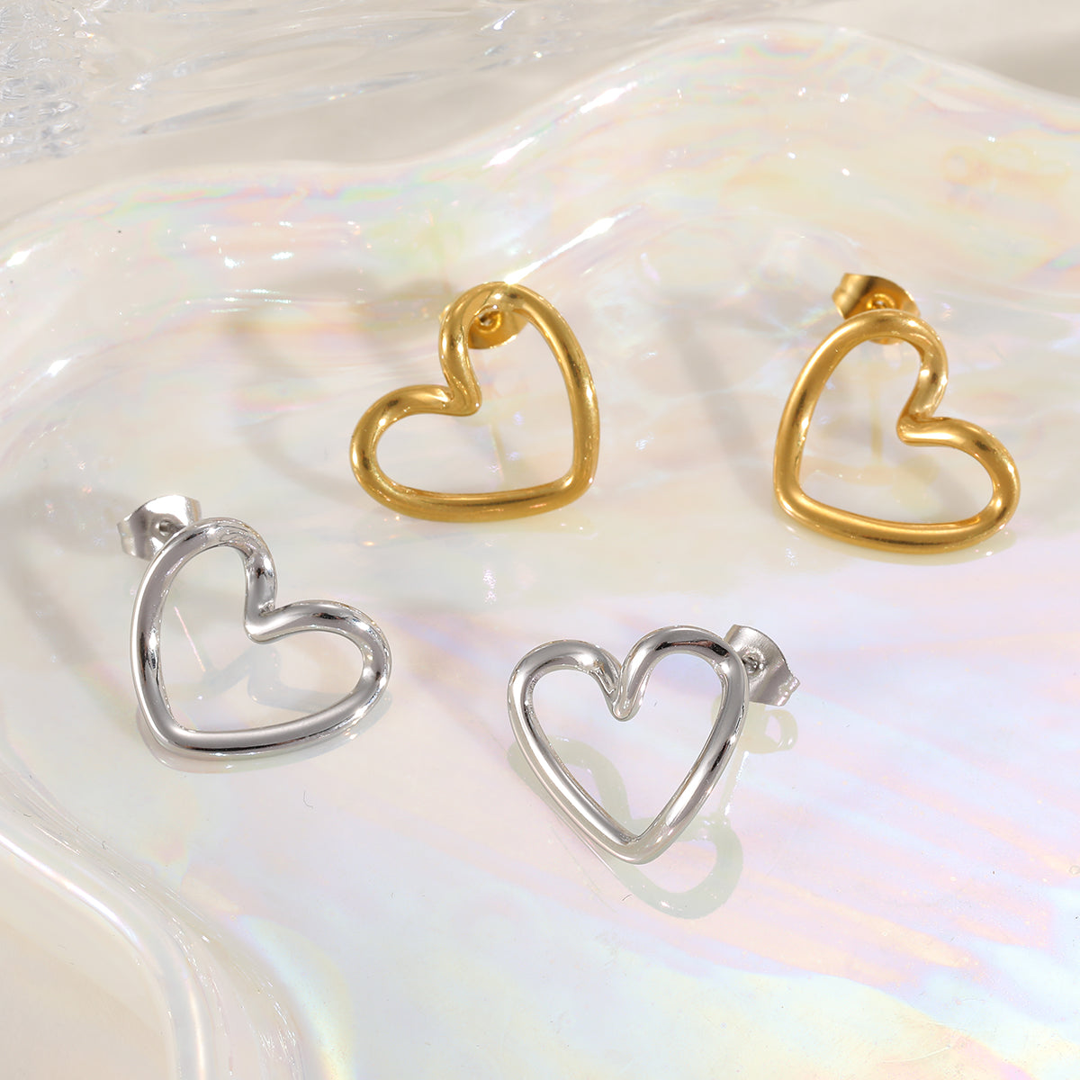 Plated Heart Shape Earrings