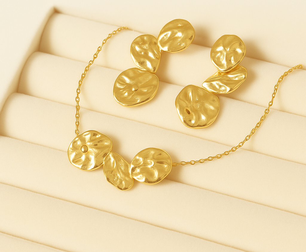 Irregular Petal earring and necklace set