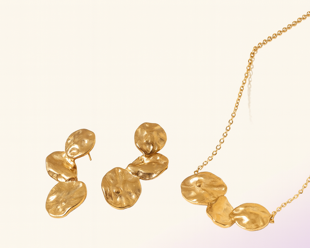 Irregular Petal earring and necklace set