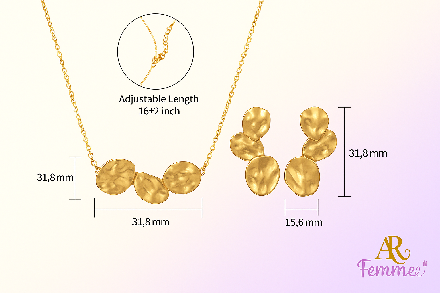 Irregular Petal earring and necklace set